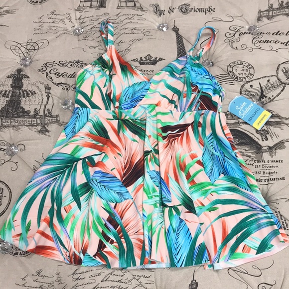 Swim Solutions Resort Ready Print V-Neck Tankini - Picture 3 of 8